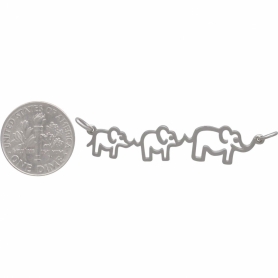 Sterling Silver Mama and Two Baby Elephant Pendant 12x45mm
