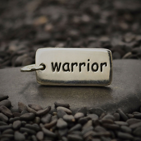 Sterling Silver Word Charm - Warrior 18x7mm