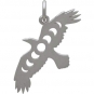 Sterling Silver Raven Charm with Moon Phase Cutout