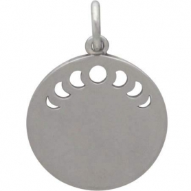 Sterling Silver Mountain Charm w Moon Phase Cutouts