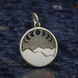 Sterling Silver Mountain Charm w Moon Phase Cutouts