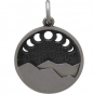 Sterling Silver Mountain Charm w Moon Phase Cutouts