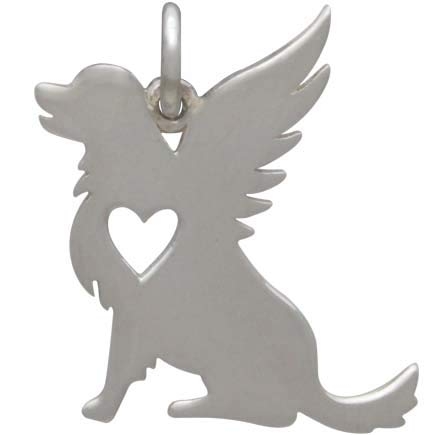 Sterling Silver Angel Dog Charm