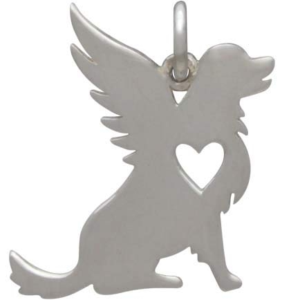Sterling Silver Angel Dog Charm
