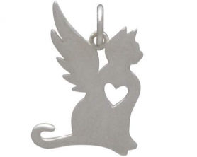 Sterling Silver Angel Cat Charm