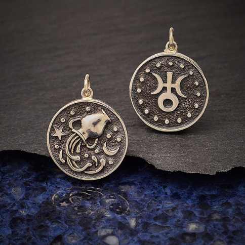 Sterling Silver Astrology Aquarius Pendant
