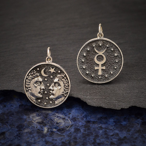 Sterling Silver Astrology Gemini Pendant