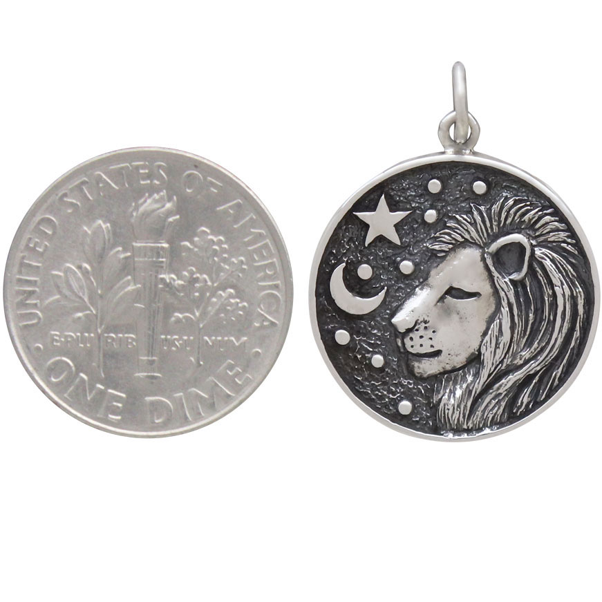 Sterling Silver Astrology Leo Pendant 24x18mm