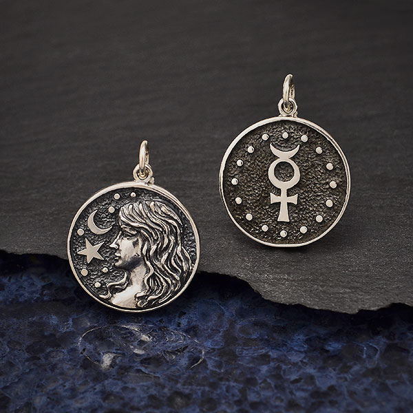 Details about  / .925 Sterling Silver Antiqued Zodiac Virgo Charm Pendant MSRP $53