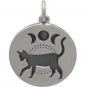 Sterling Silver Black Cat Charm with Moon Phases