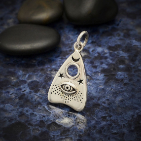 Silver Ouija Planchette Charm with All Seeing Eye 20x11mm