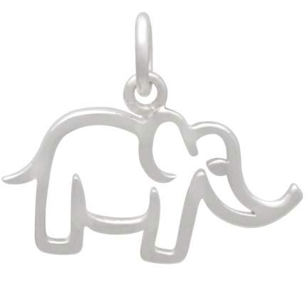 Sterling Silver Openwork Mama Elephant Charm 15x18mm