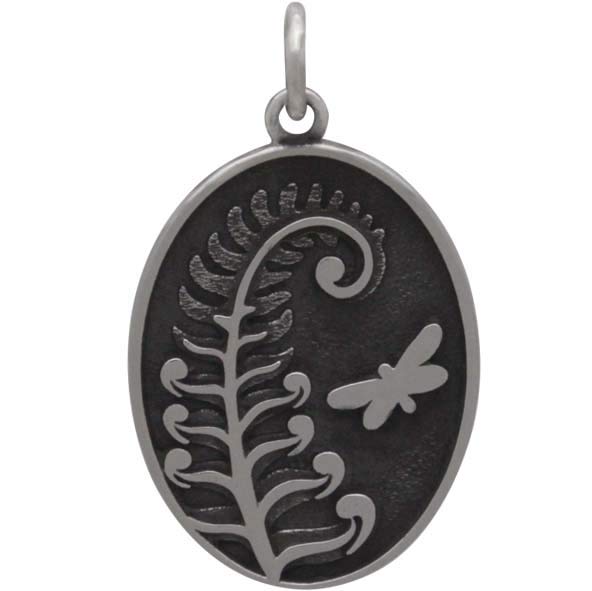 Sterling Silver Fern Charm with Butterfly