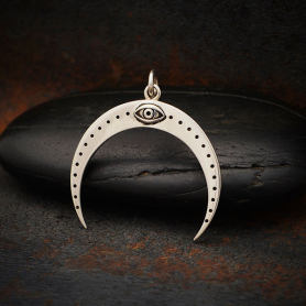 Sterling Silver Moon Pendant with All Seeing Eye