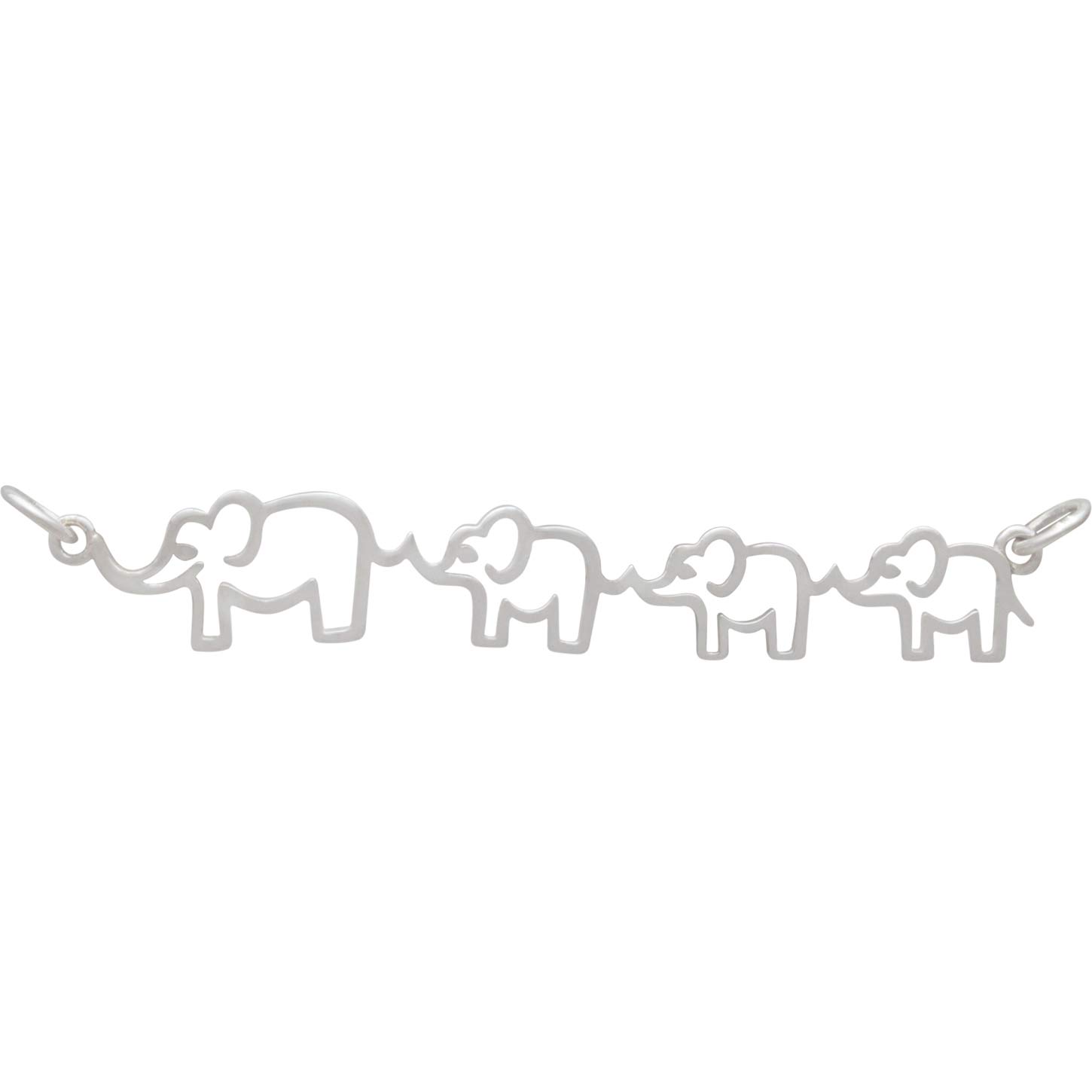 Sterling Silver Mama and Three Baby Elephant Pendant 12x55mm