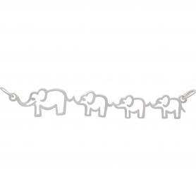 Sterling Silver Mama and Three Baby Elephant Pendant