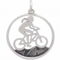 Sterling Silver Mountain Biker Girl Charm