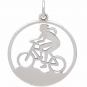 Sterling Silver Mountain Biker Girl Charm