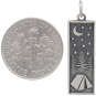 Sterling Silver Rectangle Camping Charm with Tent