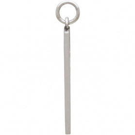 Sterling Silver Rectangle Pine Tree Charm with Moon