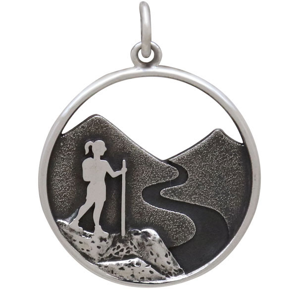 Sterling Silver Hiking Girl Charm