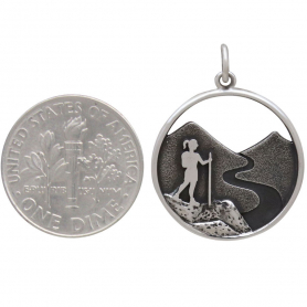 Sterling Silver Hiking Girl Charm