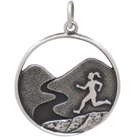 Sterling Silver Trail Running Girl Charm