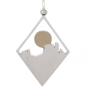  Sterling Silver Cactus Charm in Diamond Frame 