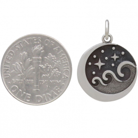 Sterling Silver Starry Night Wave Charm