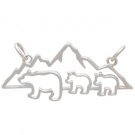  Sterling Silver Mama and 2 Baby Bear Pendant Festoon