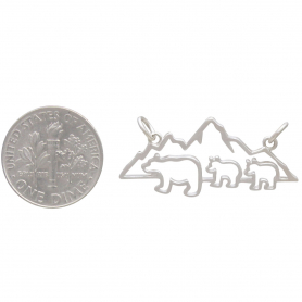  Sterling Silver Mama and 2 Baby Bear Pendant Festoon
