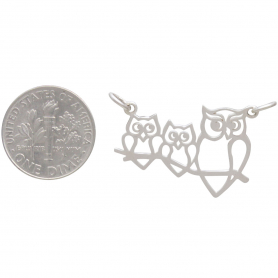 Sterling Silver Mama and 2 Baby Owl Pendant Festoon