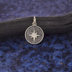 Sterling Silver North Star Charm in Shadow Box 17x12mm
