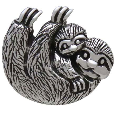 Sterling Silver Mama and Baby Sloth Pendant 16x18mm
