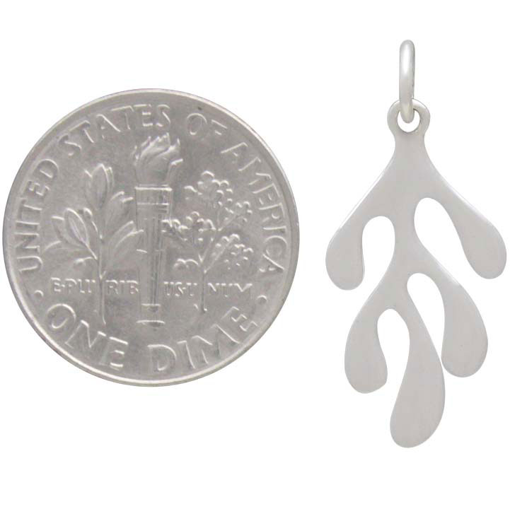 Sterling Silver Abstract Seaweed Charm 25x11mm DISCONTINUED