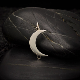 Sterling Silver Vertical Crescent Moon Link 24x12mm
