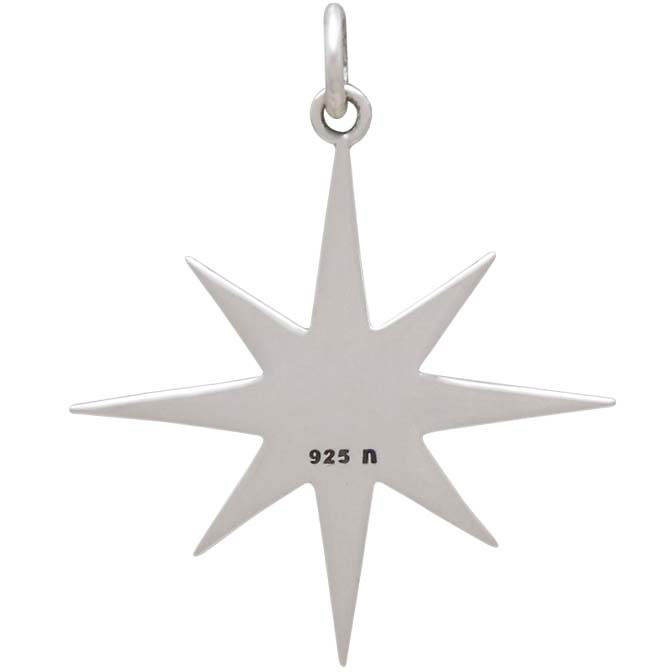 Sterling Silver 8 Point Star Charm with Eye 28x23mm