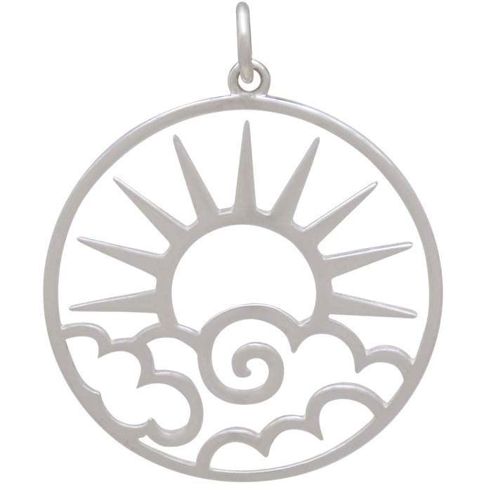 Silver Openwork Sun Pendant with Clouds 30x25mm DISCONTINUED