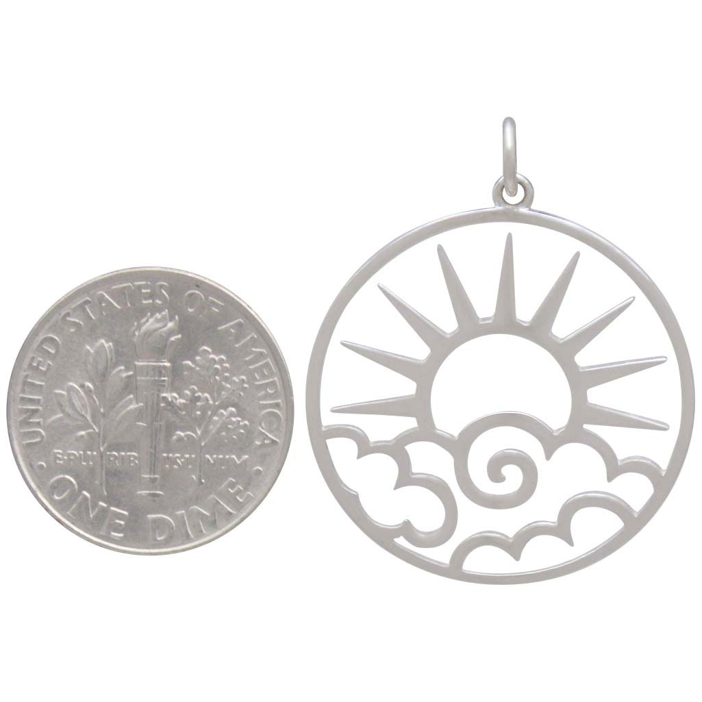Silver Openwork Sun Pendant with Clouds 30x25mm DISCONTINUED