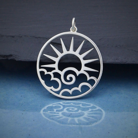 Silver Openwork Sun Pendant with Clouds 30x25mm DISCONTINUED