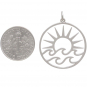 Sterling Silver Openwork Sun Pendant with Waves