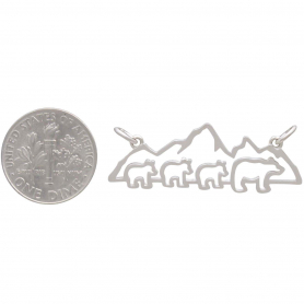 Sterling Silver Mama and 3 Baby Bear Pendant Festoon 