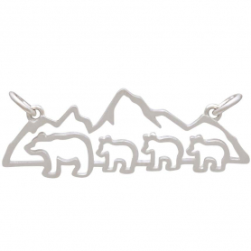Sterling Silver Mama and 3 Baby Bear Pendant Festoon 