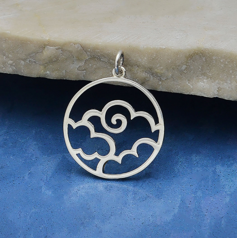  Sterling Silver Openwork Air Element Charm