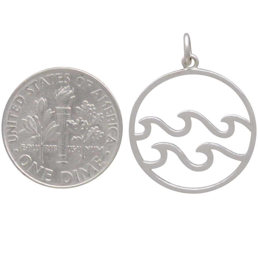  Sterling Silver Openwork Water Element Charm
