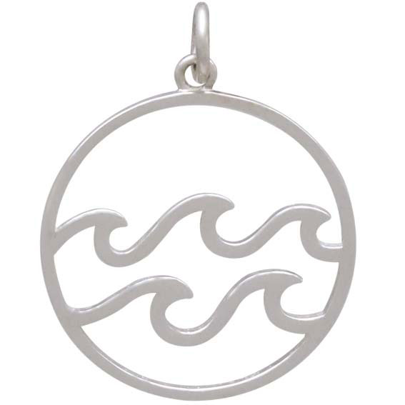 Sterling Silver Openwork Water Element Charm 25x20mm