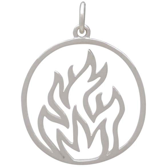 Sterling Silver Openwork Fire Element Charm 