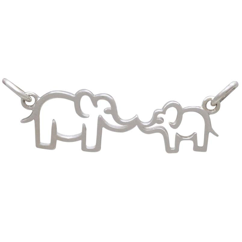  Mama and Baby Elephant Pendant with Touching Trunks