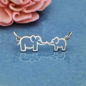 Mama and Baby Elephant Pendant Touching Trunks DISCONTINUED
