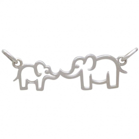  Mama and Baby Elephant Pendant with Touching Trunks